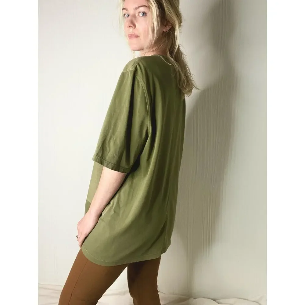 FOLK Moss Green Cotton Linen T Shirt US 5/XL - Picture 4 of 13